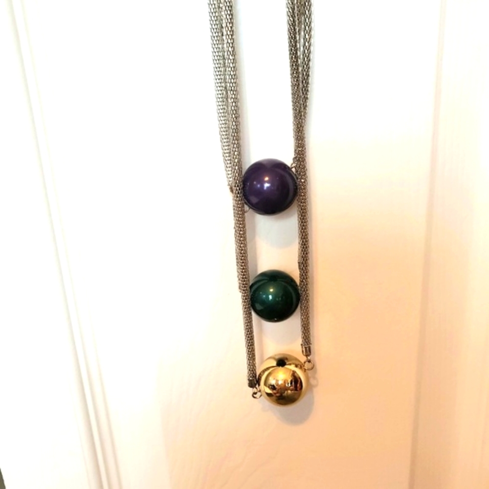 Silver multi strand bead necklace